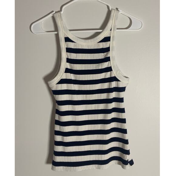 MOTHER The Chin Ups Striped Cotton Stretch Tank Top Medium - Picture 3 of 8